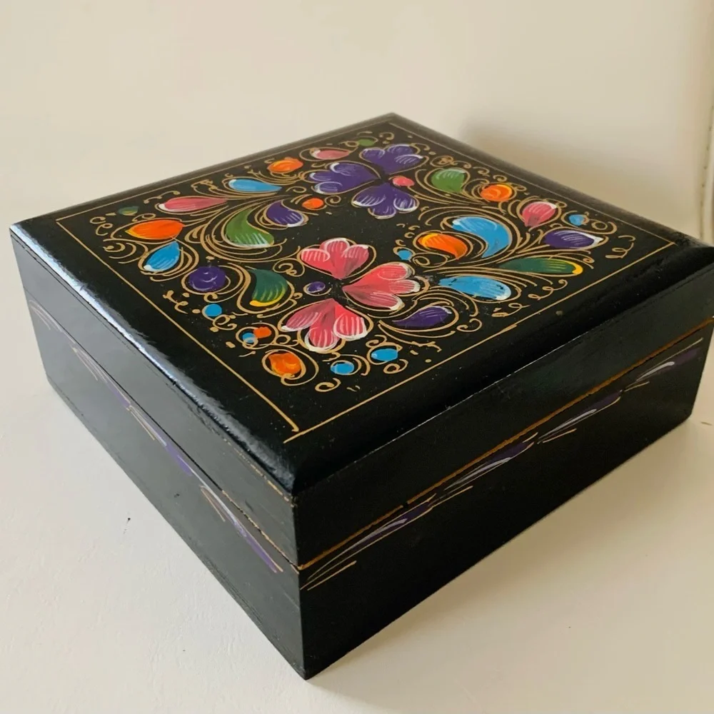 Hand painted wooden box